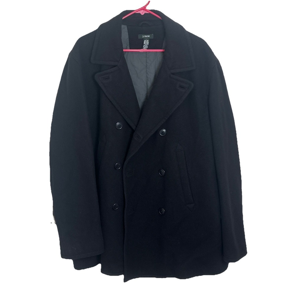J. Crew Black Peacoat Thinsulate Wool Blend Jacket Men's Size Large‎